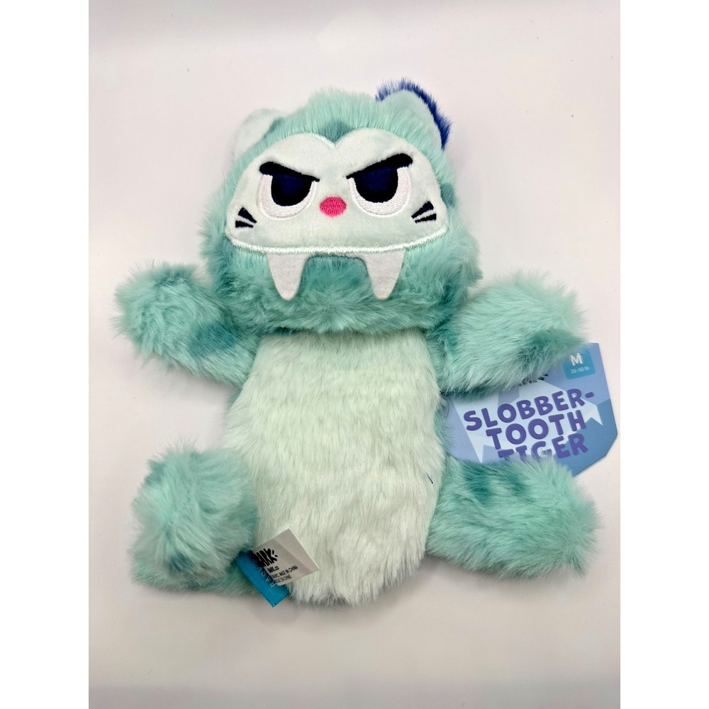 Bark Box Slobber-Tooth Tiger M Dog Toy Squeaks Crinkle